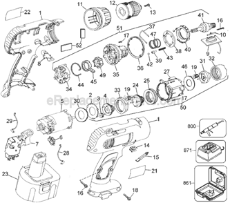 Page A Diagram and Parts List for 2897 Type 1 Black and Decker Cordless Drill
